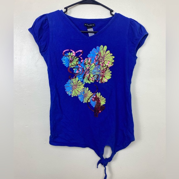Baby Phat Royal Blue Floral Bodysuit - Picture 1 of 4